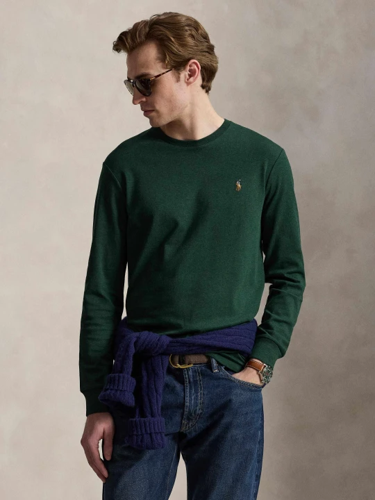 Zdjęcie produktu POLO RALPH LAUREN Longsleeve | Custom slim fit butelkowa zieleń