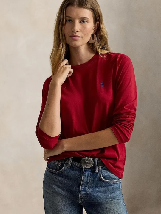 Zdjęcie produktu Polo Ralph Lauren longsleeve damski bawełniany czerwony