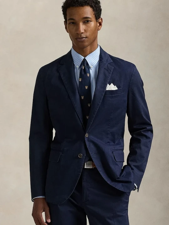 Zdjęcie produktu Polo Ralph Lauren marynarka jednorzędowa męska bawełniana z elastanem granatowy