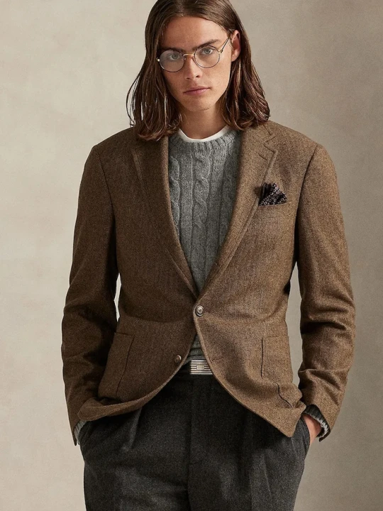 Zdjęcie produktu Polo Ralph Lauren marynarka jednorzędowa męska z wełną brązowy