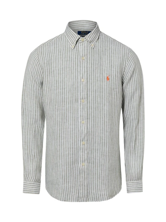 Zdjęcie produktu Polo Ralph Lauren koszula lniana - Custom Fit Mężczyźni Modern Fit len zielony | biały