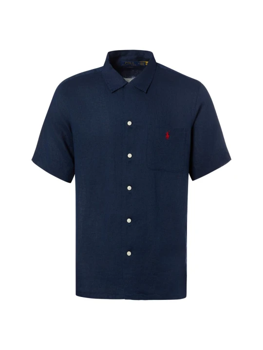Zdjęcie produktu Polo Ralph Lauren koszula lniana z krótkim rękawem Mężczyźni Regular Fit len niebieski
