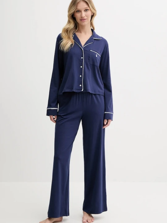 Zdjęcie produktu Polo Ralph Lauren piżama dwuczęściowa damska z bawełną granatowy