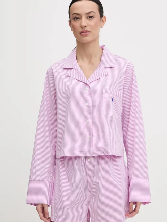 Zdjęcie produktu Polo Ralph Lauren piżama damska bawełniana fioletowy