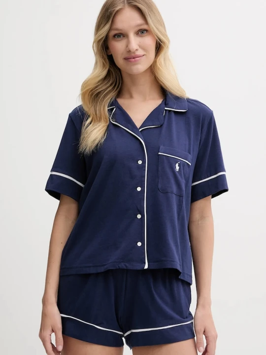 Zdjęcie produktu Polo Ralph Lauren piżama dwuczęściowa damska z bawełną granatowy