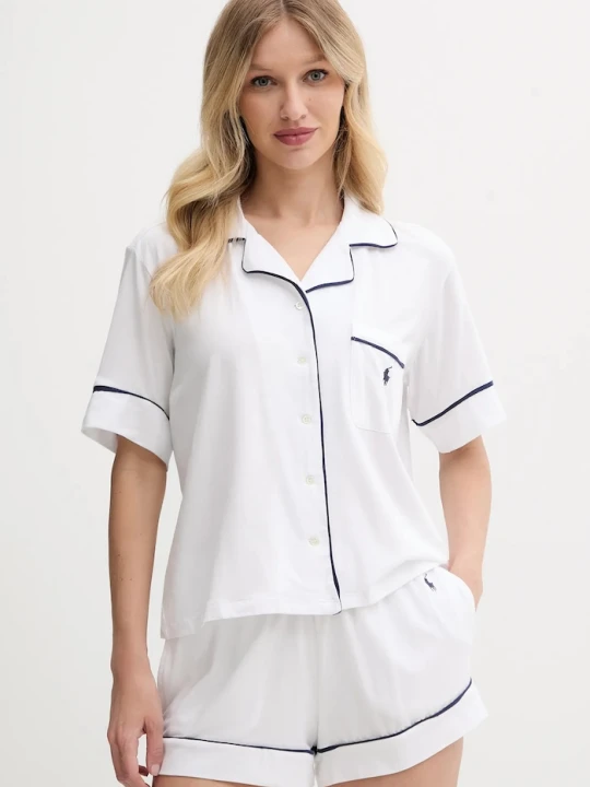 Zdjęcie produktu Polo Ralph Lauren piżama dwuczęściowa damska z bawełną biały