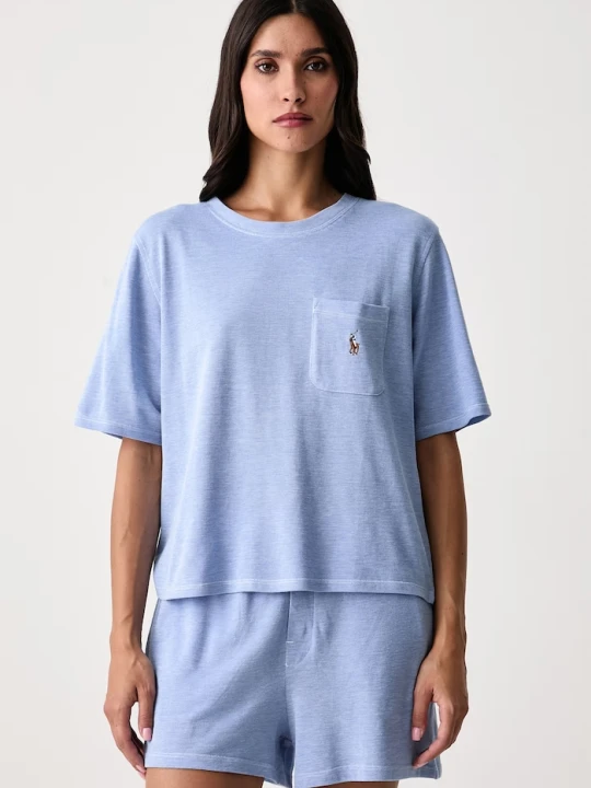 Zdjęcie produktu Polo Ralph Lauren piżama dwuczęściowa damska z bawełną niebieski