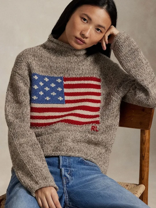Zdjęcie produktu Polo Ralph Lauren półgolf damski z wełną brązowy