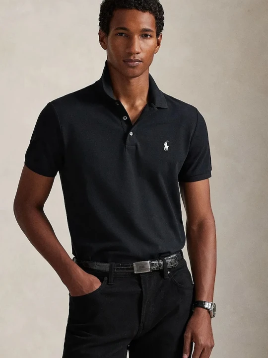 Zdjęcie produktu Polo Ralph Lauren polo męskie bawełniane z elastanem czarny