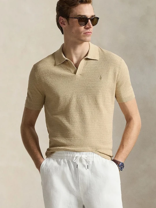 Zdjęcie produktu Polo Ralph Lauren polo z domieszką lnu brązowy