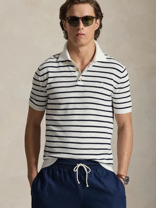 Zdjęcie produktu Polo Ralph Lauren polo z domieszką lnu biały