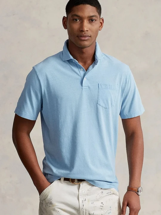 Zdjęcie produktu Polo Ralph Lauren polo z domieszką lnu niebieski