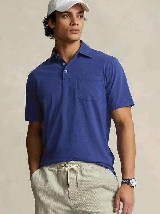 Zdjęcie produktu Polo Ralph Lauren polo z domieszką lnu niebieski