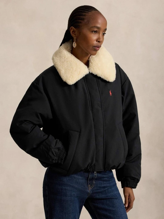 Zdjęcie produktu POLO RALPH LAUREN Puchowa kurtka | Loose fit | shearling czarny