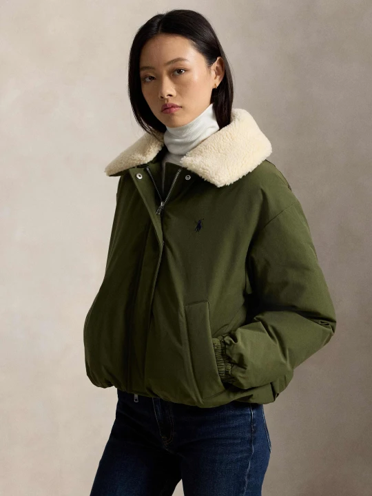 Zdjęcie produktu POLO RALPH LAUREN Puchowa kurtka | Loose fit | shearling oliwkowy
