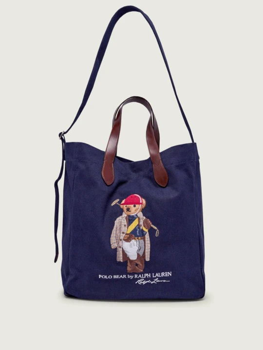 Zdjęcie produktu POLO RALPH LAUREN Shopperka BEAR | z dodatkiem skóry granatowy