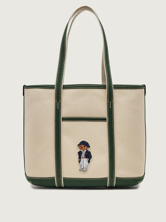 Zdjęcie produktu POLO RALPH LAUREN Shopperka Polo Bear Canvas | z dodatkiem skóry beżowy