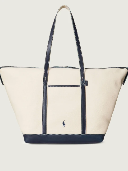 Zdjęcie produktu POLO RALPH LAUREN Shopperka | z dodatkiem skóry ecru