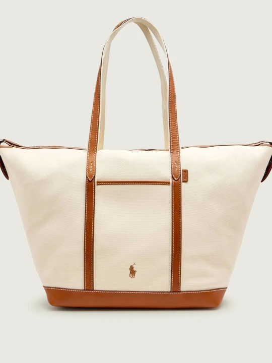 Zdjęcie produktu POLO RALPH LAUREN Shopperka | z dodatkiem skóry ecru