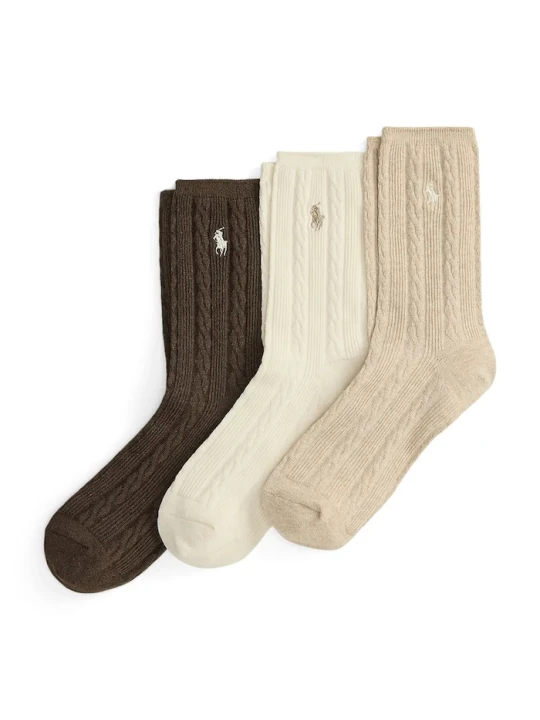 Zdjęcie produktu Polo Ralph Lauren skarpety damskie z bawełną 3-pack beżowy