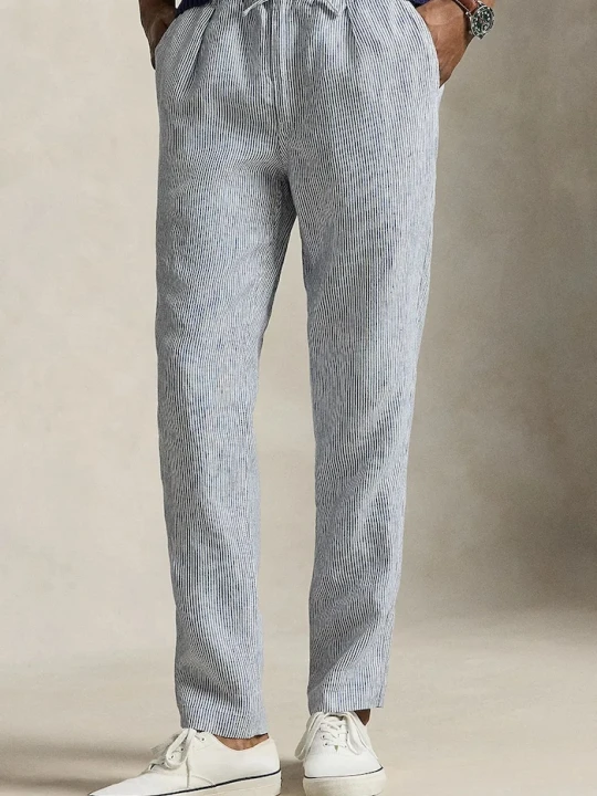 Zdjęcie produktu Polo Ralph Lauren spodnie męskie lniane niebieski