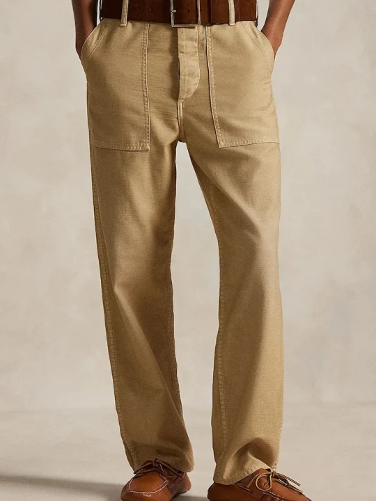 Zdjęcie produktu Polo Ralph Lauren spodnie straight damskie bawełniane beżowy