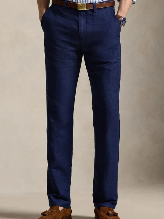 Zdjęcie produktu Polo Ralph Lauren spodnie z dodatkiem lnu granatowy