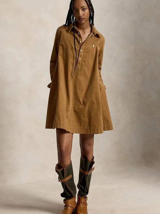 Zdjęcie produktu Polo Ralph Lauren sukienka bawełniana brązowy