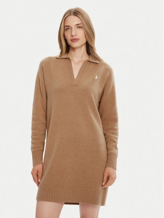 Zdjęcie produktu Polo Ralph Lauren Sukienka dzianinowa 211A91143001 Beżowy Slim Fit