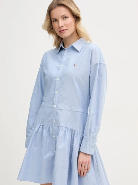 Zdjęcie produktu Polo Ralph Lauren sukienka koszulowa bawełniana niebieski