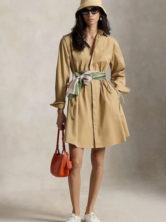 Zdjęcie produktu Polo Ralph Lauren sukienka koszulowa bawełniana brązowy