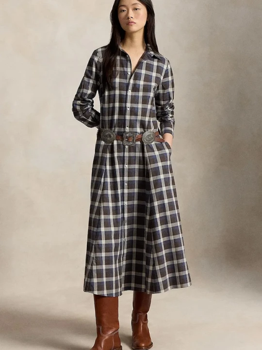 Zdjęcie produktu Polo Ralph Lauren sukienka koszulowa bawełniana brązowy