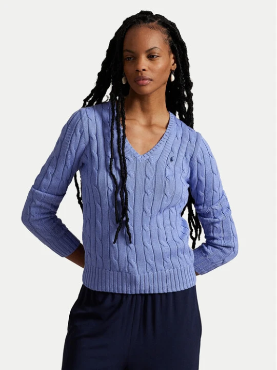Zdjęcie produktu Polo Ralph Lauren Sweter 211971870005 Błękitny Slim Fit Niebieski jasny