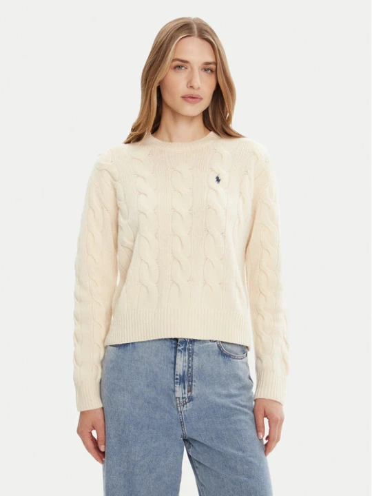 Zdjęcie produktu Polo Ralph Lauren Sweter 211A91216002 Écru Straight Fit Kremowy