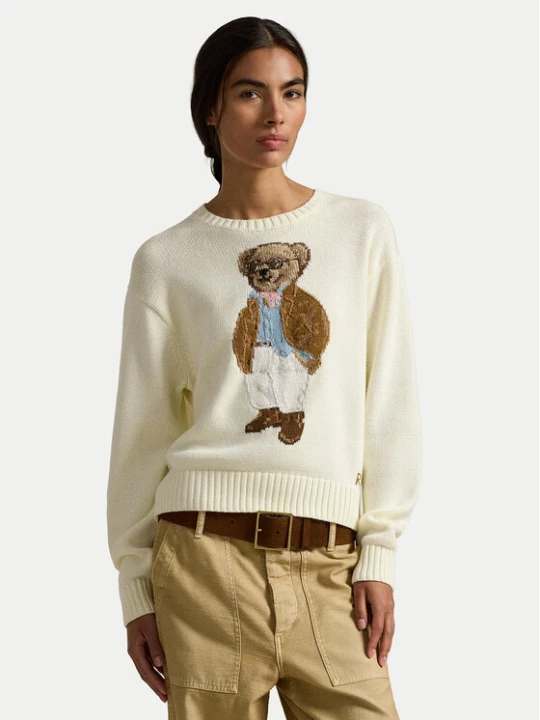Zdjęcie produktu Polo Ralph Lauren Sweter 211A96248001 Écru Relaxed Fit Kremowy