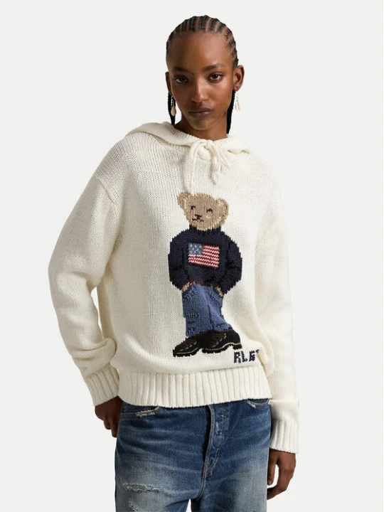 Zdjęcie produktu Polo Ralph Lauren Sweter 211A96253001 Écru Relaxed Fit Kremowy