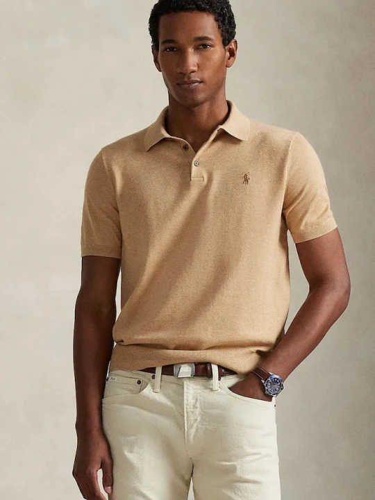 Zdjęcie produktu Polo Ralph Lauren sweter z krótkim rękawem męski bawełniany beżowy