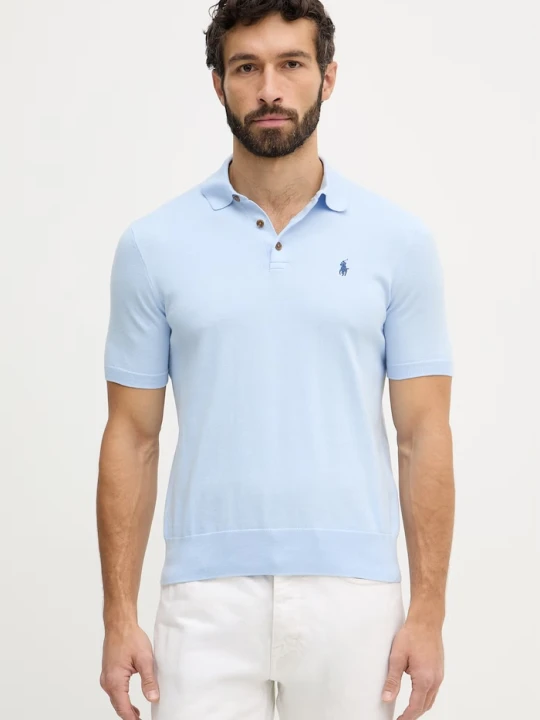 Zdjęcie produktu Polo Ralph Lauren sweter z krótkim rękawem męski bawełniany niebieski