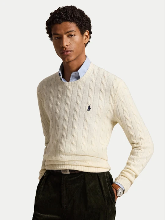 Zdjęcie produktu Polo Ralph Lauren Sweter 710876762010 Kremowy Regular Fit