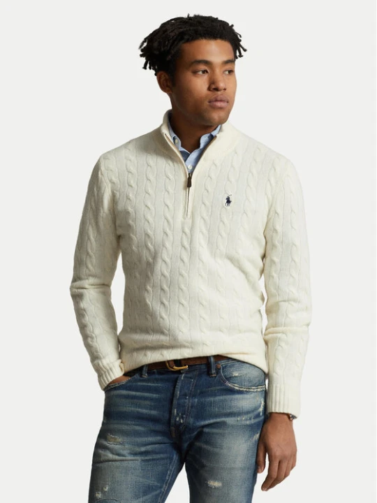 Zdjęcie produktu Polo Ralph Lauren Sweter 710876766001 Écru Regular Fit Kremowy