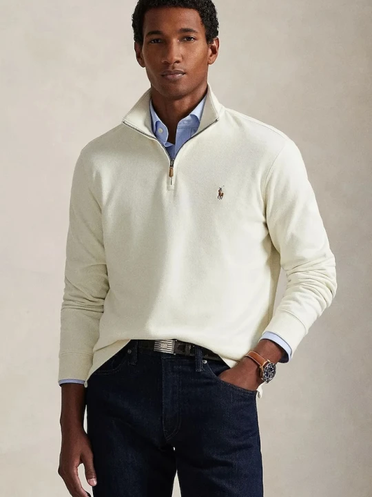 Zdjęcie produktu Polo Ralph Lauren sweter bawełniany 40 / 1 DBL KNIT JACQ beżowy