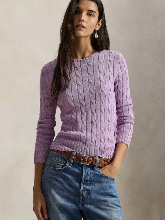 Zdjęcie produktu Polo Ralph Lauren sweter damski bawełniany fioletowy
