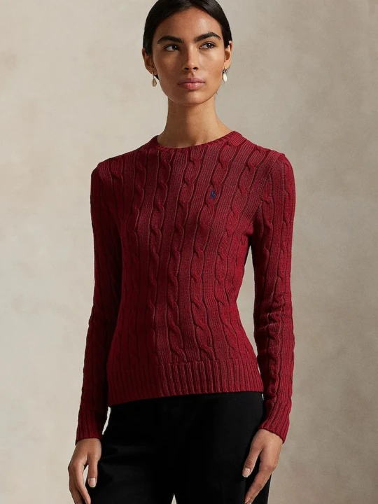 Zdjęcie produktu Polo Ralph Lauren sweter damski bawełniany bordowy