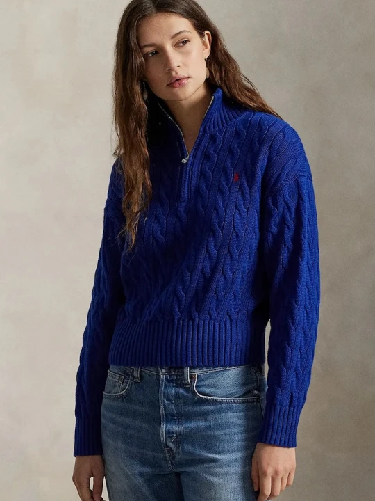 Zdjęcie produktu Polo Ralph Lauren sweter damski bawełniany niebieski
