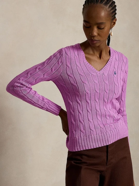 Zdjęcie produktu Polo Ralph Lauren sweter damski bawełniany fioletowy