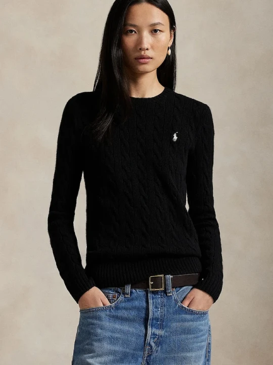 Zdjęcie produktu Polo Ralph Lauren sweter damski z dodatkiem kaszmiru czarny