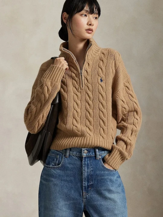 Zdjęcie produktu Polo Ralph Lauren sweter damski wełniany brązowy