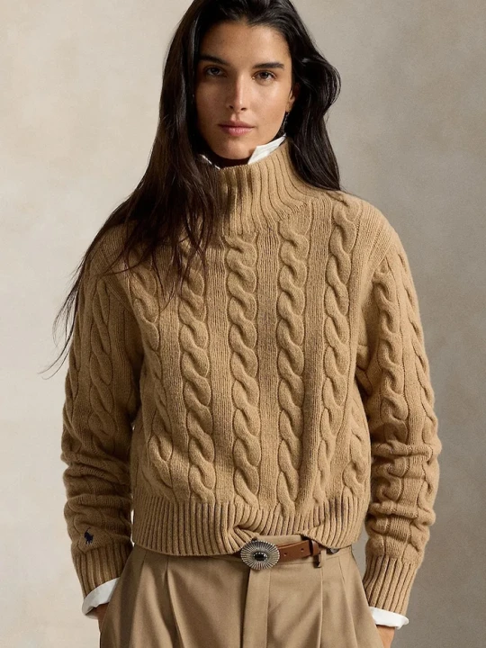 Zdjęcie produktu Polo Ralph Lauren sweter damski wełniany brązowy