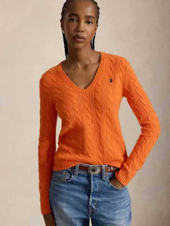 Zdjęcie produktu Polo Ralph Lauren sweter damski wełniany pomarańczowy