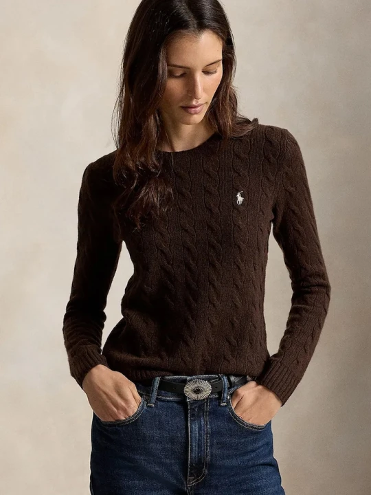 Zdjęcie produktu Polo Ralph Lauren sweter damski z dodatkiem kaszmiru brązowy